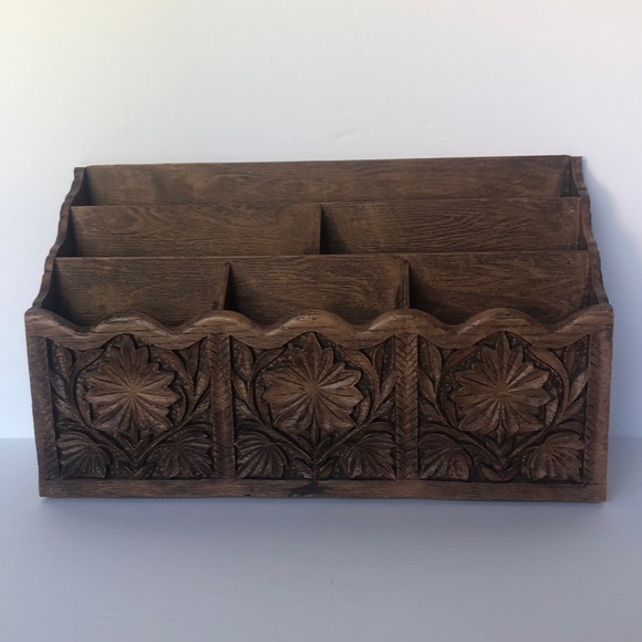 Vintage Lerner Faux Wood Plastic Boho Style Mail Sorter - Picture 4 of 12